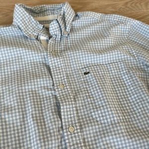 Mens Lacoste light weight button down light blue checkered size 38